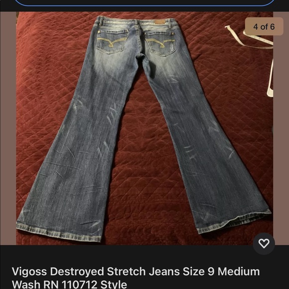 VIGOSS destroyed distressed denim boot cut jeans 9 - Picture 4 of 6